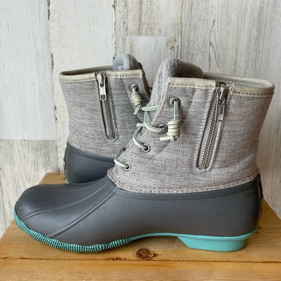 *SOLD* Sperry Turquoise and Gray Saltwater Duck Boots Size: 10 - Picture 7 of 11